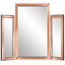 CARME Home Paloma Luxury Rose Gold Tri-Fold Vanity Mirror