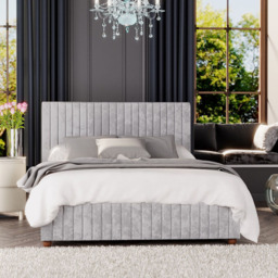 Laurence Llewelyn-Bowen Estella King Size Silver Mirazzi Velvet Ottoman Bed