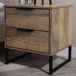 Crowndale Hong Kong 2 Drawer Vintage Oak Bedside Table