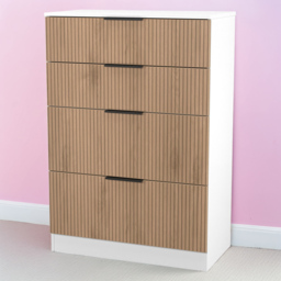 Crowndale Java Slatt Effect and White 4 Drawer Deep Chest of Drawers - thumbnail 1