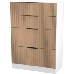 Crowndale Java Slatt Effect and White 4 Drawer Deep Chest of Drawers - thumbnail 4