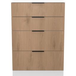 Crowndale Java Slatt Effect and White 4 Drawer Deep Chest of Drawers - thumbnail 2