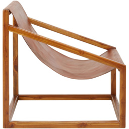 Premier Housewares Kendari Brown Leather and Teak Wood Sling Chair - thumbnail 3