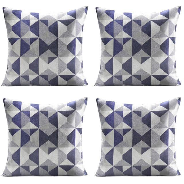 Alan Symonds Navy and Silver Scandinavian Cushion with Polyester Filled Pad 45 x 45cm 4 Pack