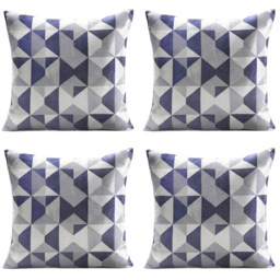 Alan Symonds Navy and Silver Scandinavian Cushion with Polyester Filled Pad 45 x 45cm 4 Pack