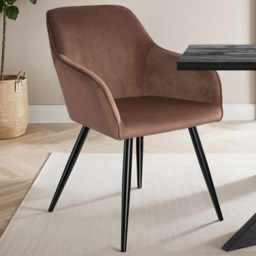 tectake Marilyn Brown and Black Velvet Look Padded Dining Chair Set of 2