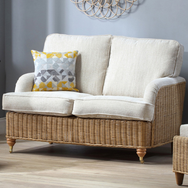 Desser Furniture Seville 2 Seater Jasper Light Oak Natural Rattan Sofa with Wooden Feet - image 1
