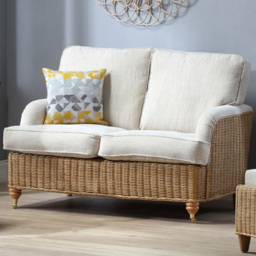 Desser Furniture Seville 2 Seater Jasper Light Oak Natural Rattan Sofa with Wooden Feet - thumbnail 1