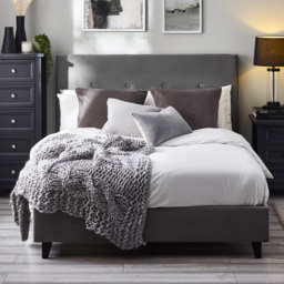 Julian Bowen Shoreditch Small Double Slate Grey Velvet Bed Frame