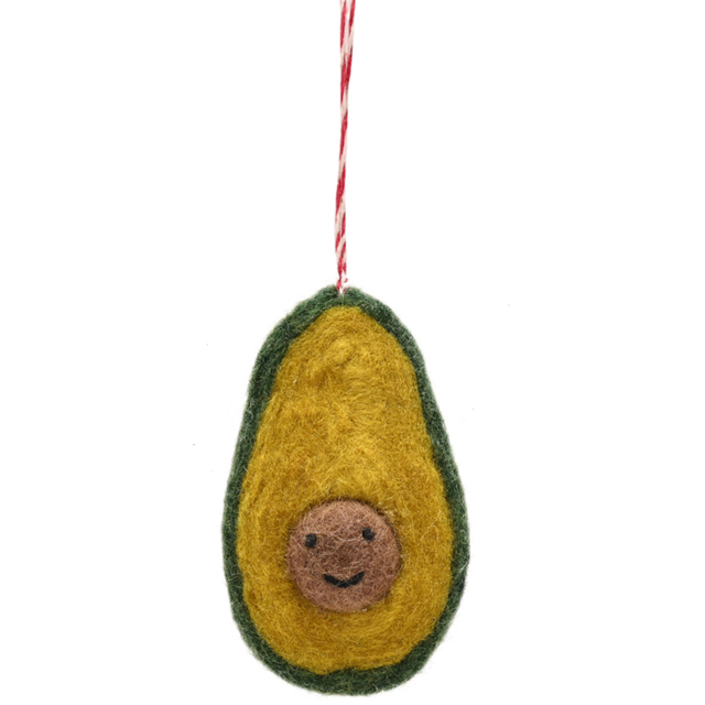 The Seasonal Gift Co Happy Avocado Felt Hanging Decoration 12cm - image 1