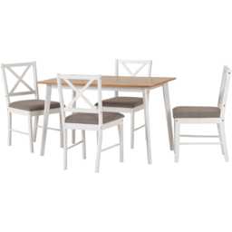 Seconique Balfour Oak Effect 4 Seater Dining Table Set White and Grey - thumbnail 2