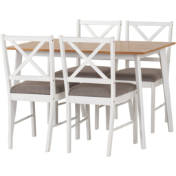 Seconique Balfour Oak Effect 4 Seater Dining Table Set White and Grey - thumbnail 3