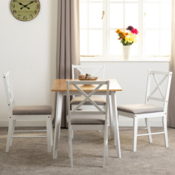 Seconique Balfour Oak Effect 4 Seater Dining Table Set White and Grey