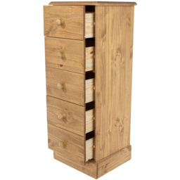 Core Products Cotswold 5 Drawer Pine Narrow Chest of Drawers - thumbnail 3