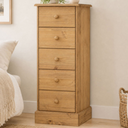 Core Products Cotswold 5 Drawer Pine Narrow Chest of Drawers - thumbnail 1