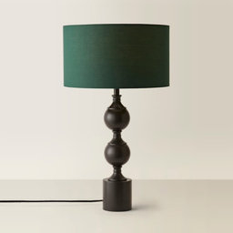ValueLights Declan Metal Candlestick Table Lamp with Green Drum Shade and Bulb - thumbnail 4