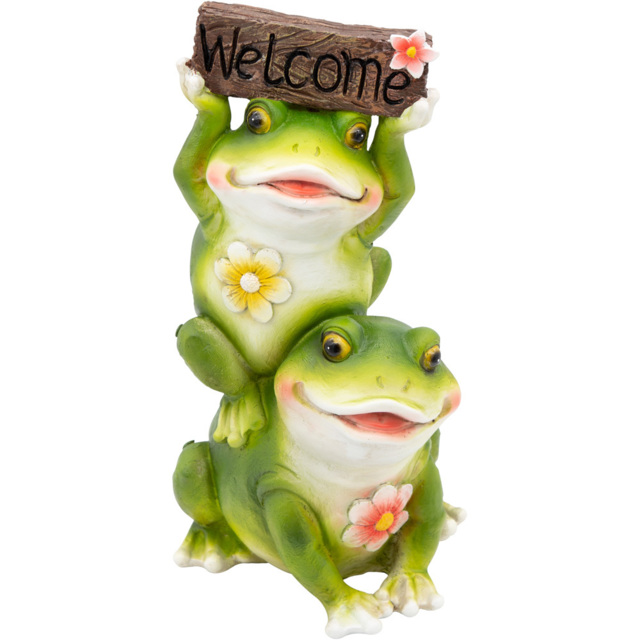 GardenKraft Cute Couple Frog with Welcome Sign Garden Ornament - image 1