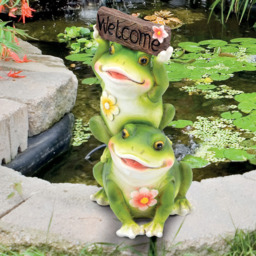GardenKraft Cute Couple Frog with Welcome Sign Garden Ornament - thumbnail 4