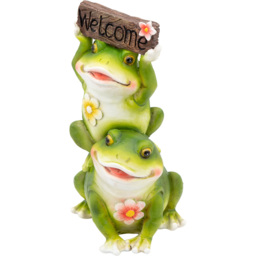 GardenKraft Cute Couple Frog with Welcome Sign Garden Ornament - thumbnail 3