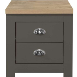 Birlea Highgate Dark Grey and Oak 2 Drawer Bedside Table - thumbnail 3