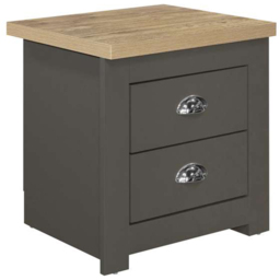 Birlea Highgate Dark Grey and Oak 2 Drawer Bedside Table - thumbnail 2