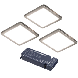 Sorrelis Caspian Warm White 3 Light Square Aluminium Under Cabinet Light Kit