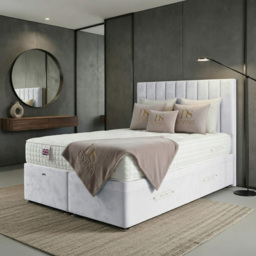 DS Living Aether White Single Plush Velvet Divan Bed - thumbnail 3
