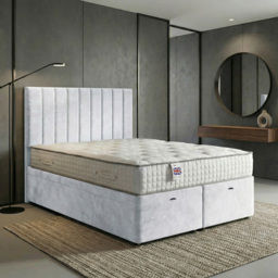 DS Living Aether White Single Plush Velvet Divan Bed - thumbnail 4