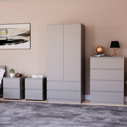 Vida Designs Denver 4 Piece Grey Bedroom Furniture Set