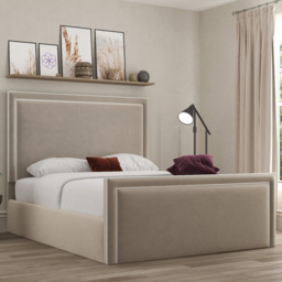 DS Living Verona Bistra Beige Single Piping Ottoman Bed