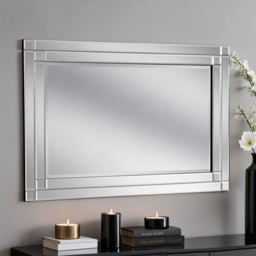 Yearn Silver Double Bevelled Wall Mirror 60 x 90cm - thumbnail 2