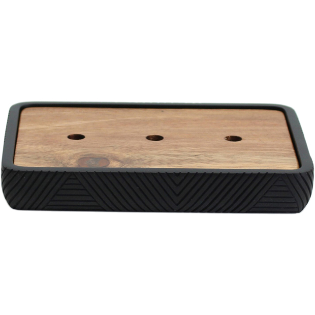 Bathstore Wood Geo Soap Dish Black
