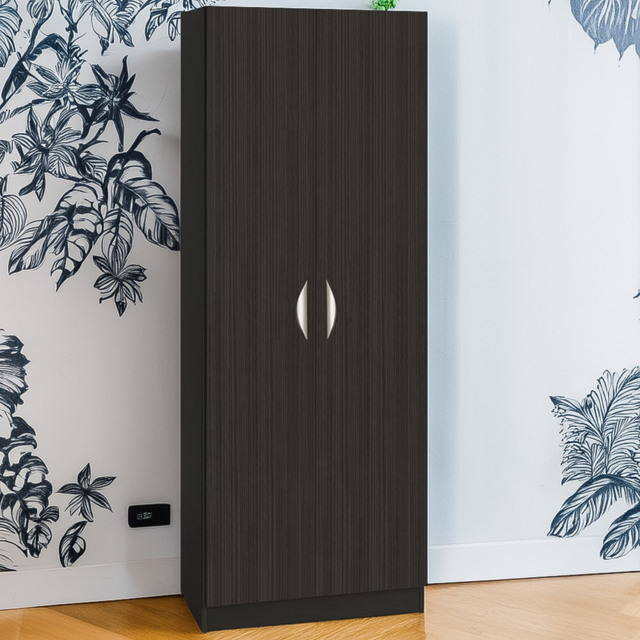 R White Cabinets Black 2 Door Tall Cupboard - image 1