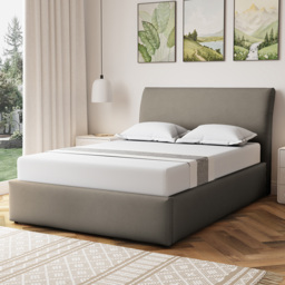 Artemis Home Bethany Double Light Brown Linen Upholstered Ottoman Bed