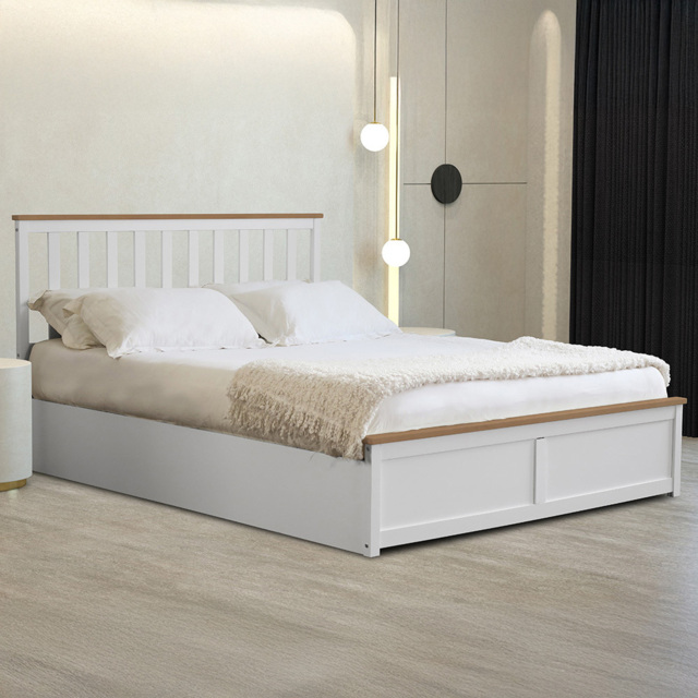 Comfy Living Small Double White Gas Lift Ottoman Bed - image 1