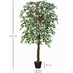 Outsunny Ficus Tree Artificial Plant In Pot 5.2ft - thumbnail 3