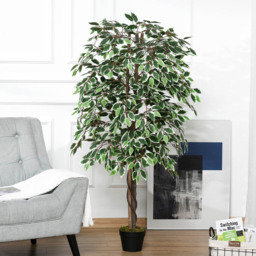 Outsunny Ficus Tree Artificial Plant In Pot 5.2ft - thumbnail 2