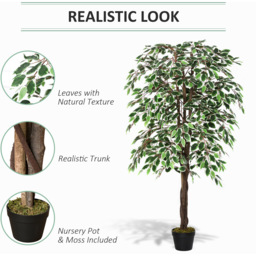 Outsunny Ficus Tree Artificial Plant In Pot 5.2ft - thumbnail 4