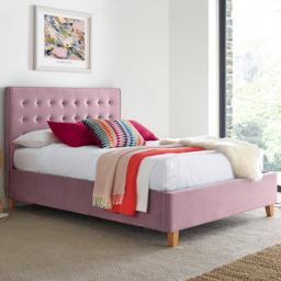 Kingham King Size Pink Velvet Ottoman Bed