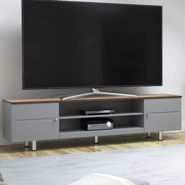 AVF Whitesands 2 Door 2 Shelf Satin Grey TV Unit - image 1