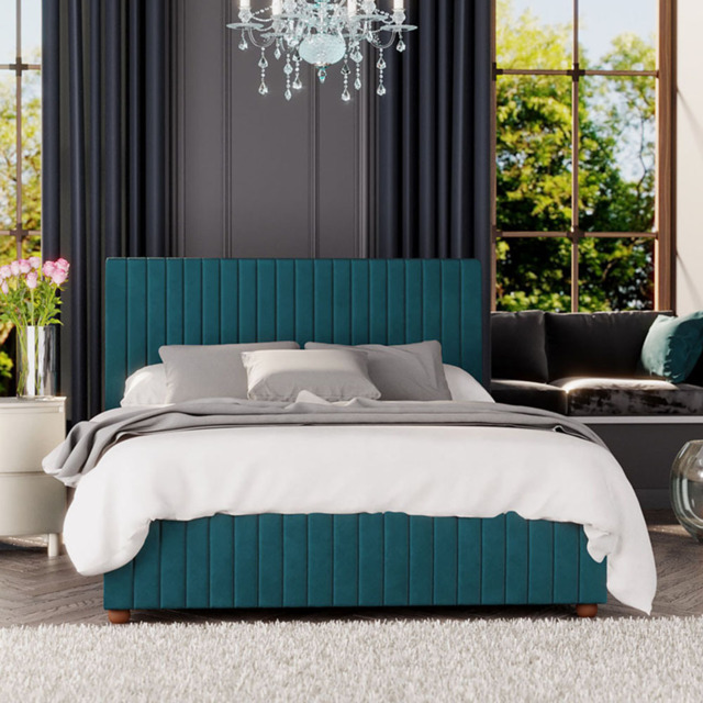 Laurence Llewelyn Bowen Estella King Size Emerald Plush Velvet Ottoman Bed - image 1