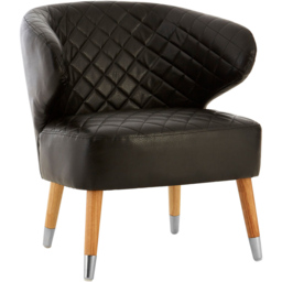 Premier Housewares Richy Black Leather Effect Accent Chair - thumbnail 2
