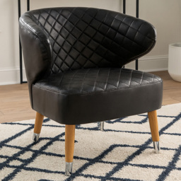 Premier Housewares Richy Black Leather Effect Accent Chair - thumbnail 1