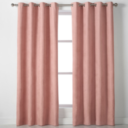 Alan Symonds Velvet Chenille Ring Top Eyelet Curtains Blush 142 x 229cm