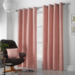 Alan Symonds Velvet Chenille Ring Top Eyelet Curtains Blush 142 x 229cm - thumbnail 4