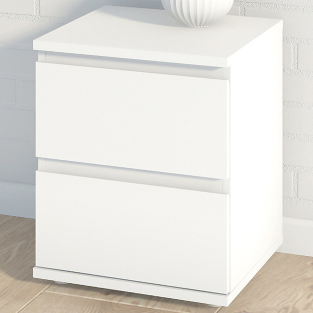 Florence 2 Drawer White Bedside Table - image 1