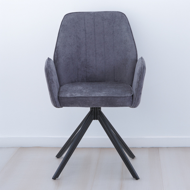 Core Products Aspen Set of 2 Grey Chenille Fabric Swivel Dining Armchair - image 1