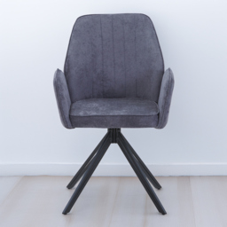 Core Products Aspen Set of 2 Grey Chenille Fabric Swivel Dining Armchair