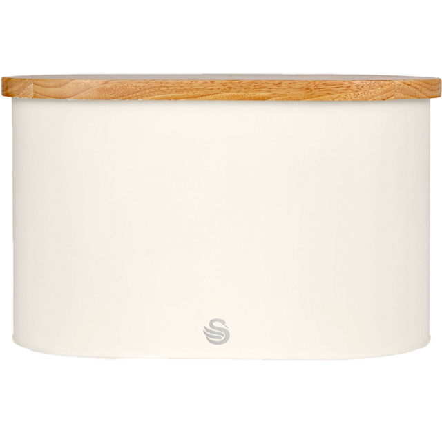Swan Cotton White Bread Bin with Wooden Lid - image 1