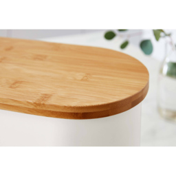 Swan Cotton White Bread Bin with Wooden Lid - thumbnail 3